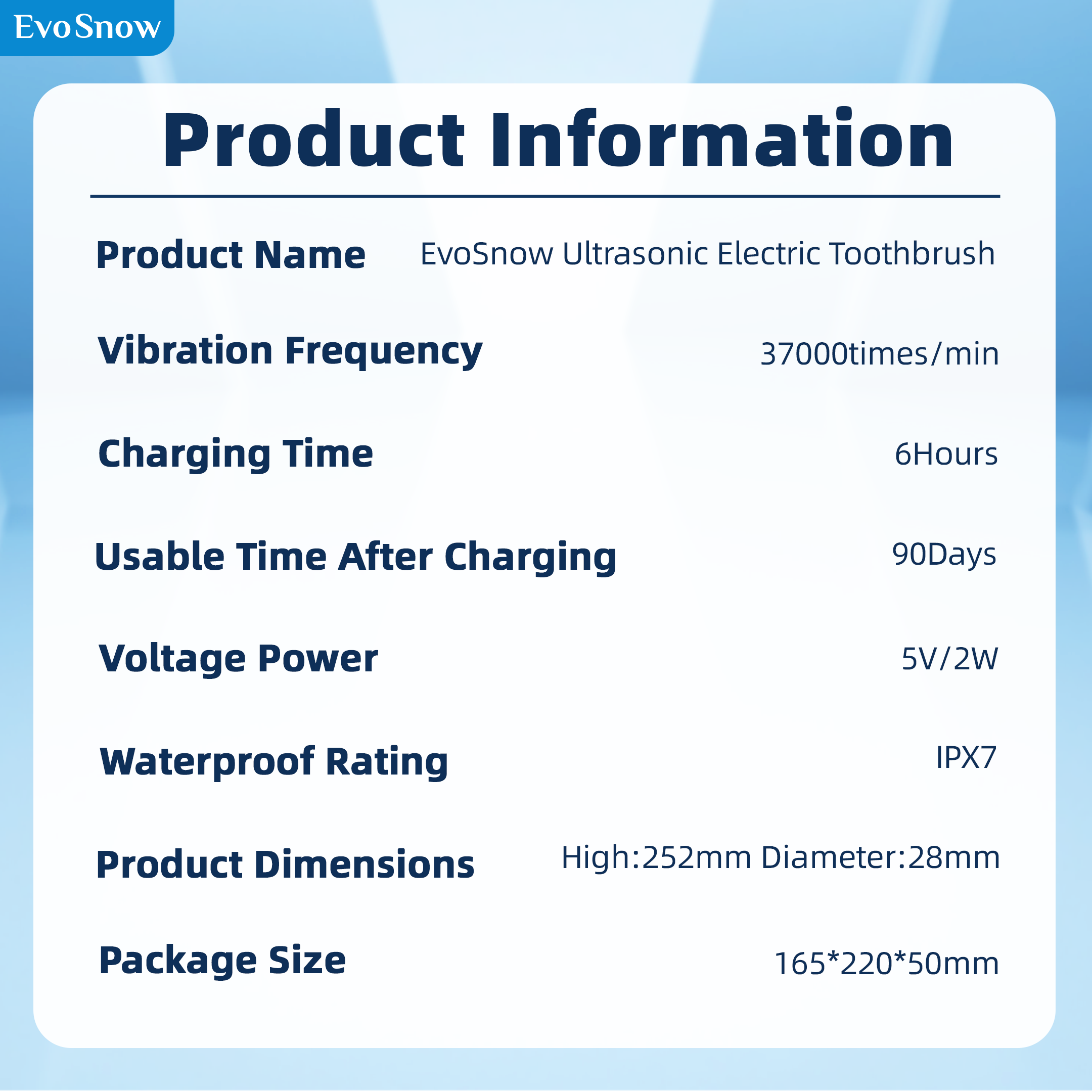 EvoSnow fully automatic sonic electric toothbrush/EvoSnow Ultrasonic Electric Toothbrush