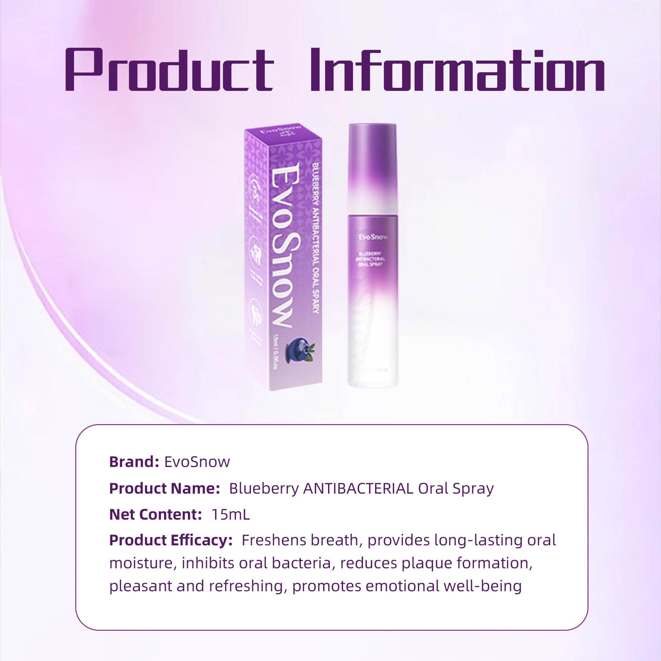 EvoSnow Blueberry Mouth Spray Bad Breath Treatment Freshener Mouthwash