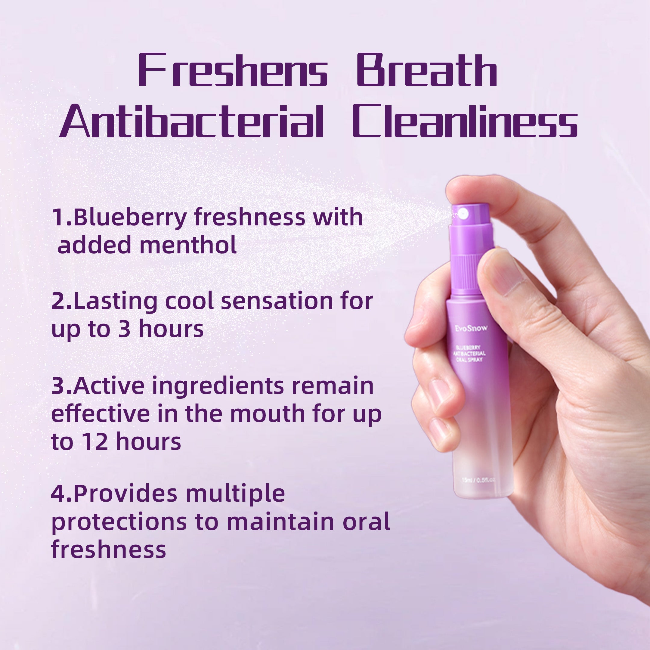 EvoSnow Blueberry Mouth Spray Bad Breath Treatment Freshener Mouthwash