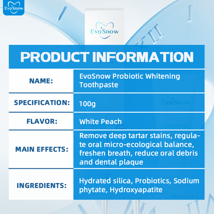 EvoSnow Probiotic Whitening Toothpaste Remove Teeth Stains and Yellowing Baking Soda Toothpast